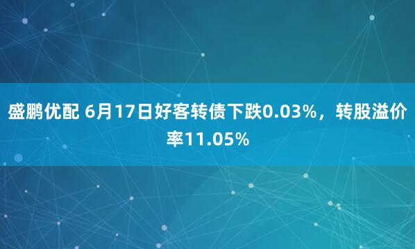盛鹏优配 6月17日好客转债下跌0.03%，转股溢价率11.05%
